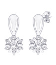 Peora Floral Dip CZ Sterling Silver Hanging Earrings
