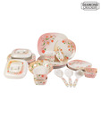 Diamond Crockery Pretty Pink & White Dinner Set - 33 Pcs