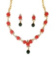 Sri Venkateshwara Pink Coral Flower Drop Necklace Set