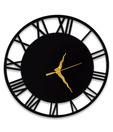 Earth Roman Number Wall Clock - Black