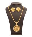 Vendee Circular Pattern Gold Plated Pendant Set