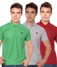 Rudham Green, Grey & Maroon Pack of 3 Polo T-Shirts