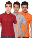 Rudham Maroon, Grey & Orange Pack of 3 Polo T-Shirts