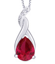 Peora Ravishing Red CZ Drop Sterling Silver Pendant