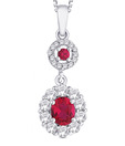 Peora Dual Circle Sterling Silver Red CZ Pendant
