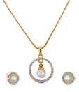 Oleva Round Pearl Designed Pendant Set