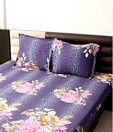 Skipper Rose Print Purple Double Bed Sheet Set