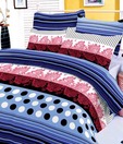 Sleepwell Blue Printed Double Bed Sheet
