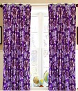 Dekor World Purple Floral Eyelet Curtain