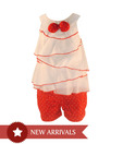 Nauti Nati White & Orange Tiered Tee With Shorts For Kids