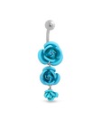 Revlis Blue Floral CZ Studded Silver Belly Stud
