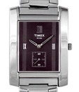 Timex Black & Silver Rectangular Dial Watch