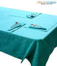 Dekor World Blue Embroidered Motif Table Cover With Place Mats & Napkins - 13 Pieces