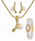 Oleva AD & Pearl Fashion Pendent Set & Pearl Watch Combo