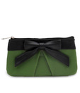 Peperone Dark Green & Black Bow Embellished Clutch