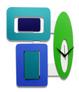 Panache Two Squares Green Abstract Wall Clock