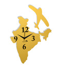 Panache Mustard India Map With Plane Wall Clock