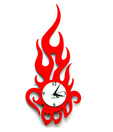 Panache Red Flame Design Wall Clock