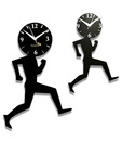 Panache Twin Running Man Black Wall Clock