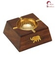 Home Sparkle Wooden Ashtray With Brass Inlay