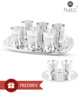 Ojas Silver Plated Glass & Tray Set With a Freebie