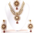 Kriaa Floral & Three String Paisley Necklace Set with Maang Tika