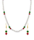 Shopperz Ville Red & Green Designer Pearl Necklace Set