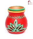 Home Sparkle Hand Painted Candle Holder - Red