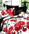 Enfin Homes White And Red Double Bed Sheet