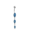 Revlis Blue CZ Marquise Design Silver Belly Stud