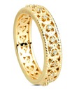 Sincere Swarovski Zircon Heart Inscribed Gold Band Ring