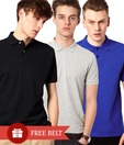 Jonnie Black-Grey-Royal Pack of 3 Polo T Shirt