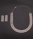 Indianmyra Silver Mesh CZ Necklace Set