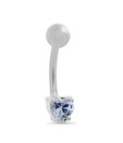 Revlis Blue CZ Heart Tip Silver Belly Stud
