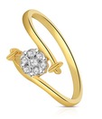 Cygnus Diamond Studded Flower Hold Gold Ring