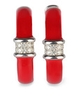 American Swan 92.5 Silver CZ Adorned Stark Red Earrings