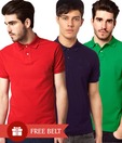 Jonnie Red-Navy-Green Pack of 3 Polo T Shirt