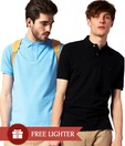 Loveusale Black-Turquoise Pack of 2 Polo T Shirts