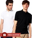 Loveusale Black-White Pack of 2 Polo T Shirts