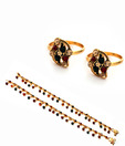Jewels Of India Red & Green Anklet & Toe ring Combo