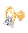G Divas Diamond Studded Abstract 18Kt Yellow Gold Nosepin