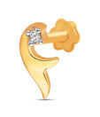 G Divas Single Diamond Studded Pretty 18Kt Yellow Gold Nosepin