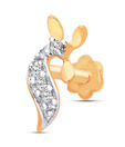 G Divas Diamond Studded Stylised Floral 18Kt Yellow Gold Nosepin