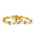 Jpearls Red Beads & White Pearls Traditional Bangles  - Set Of 2