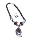Kiya Chunky Brown & Silver Necklace Set