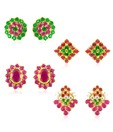 Jpearls Vibrant Coloured Studs - Set Of 4