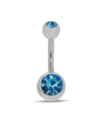 Revlis Blue CZ Round Silver Belly Stud