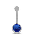 Revlis Navy Blue CZ Round Silver Belly Stud
