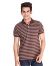 Alano Brown & White Polo Neck T-shirt
