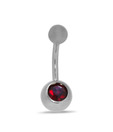 Revlis Pretty Red Faceted CZ Silver Belly Stud